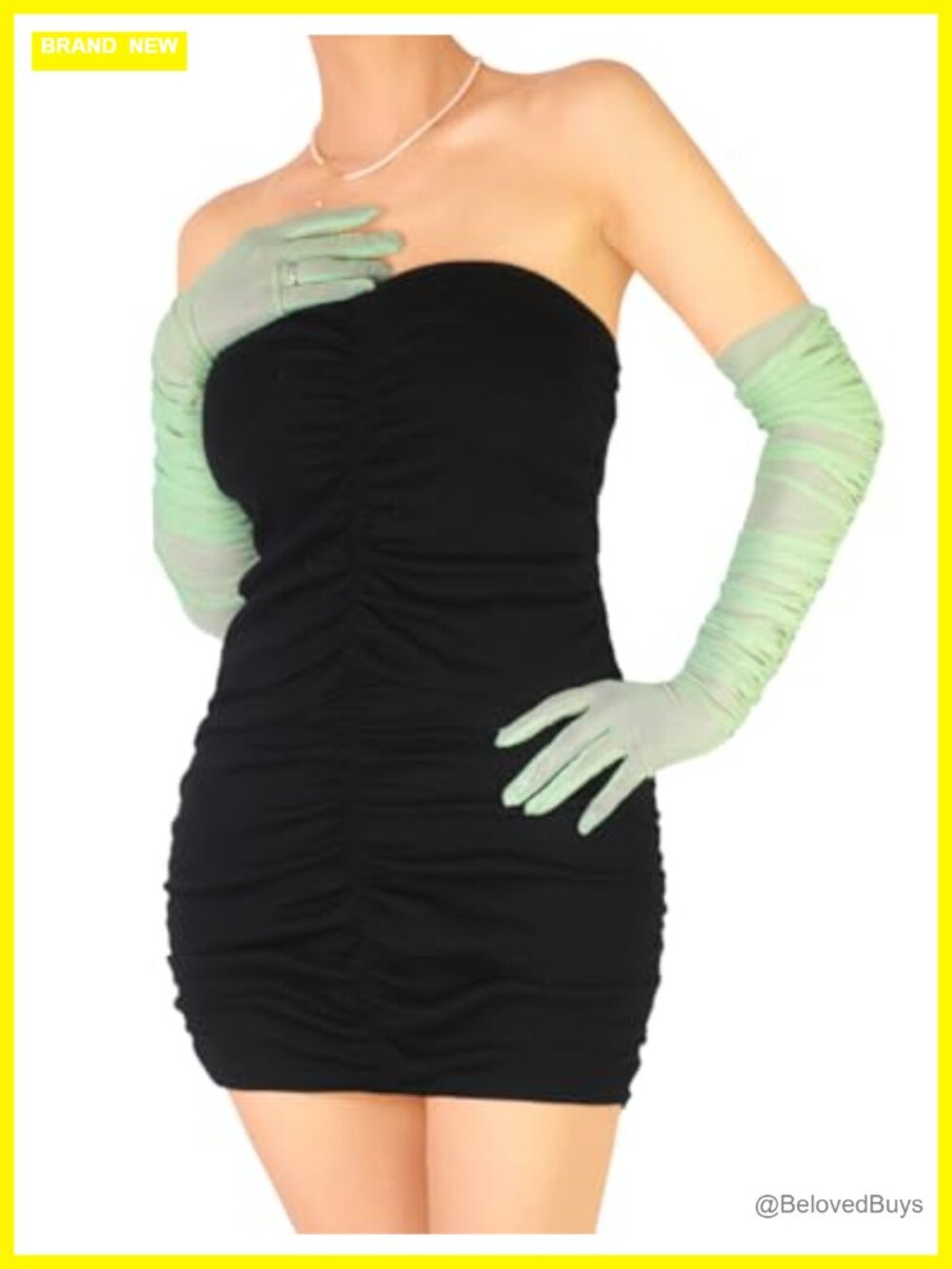 Sheer Mesh Tulle Long Opera Gloves Stretchy Ruched One Size